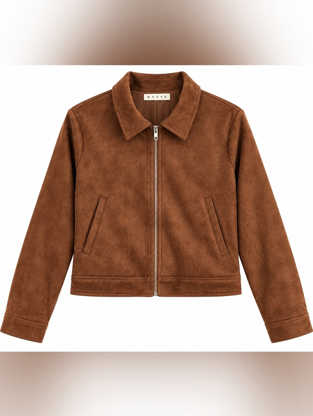 HYFVE Cropped Faux Suede Zip-Up Jacket-Sz S
